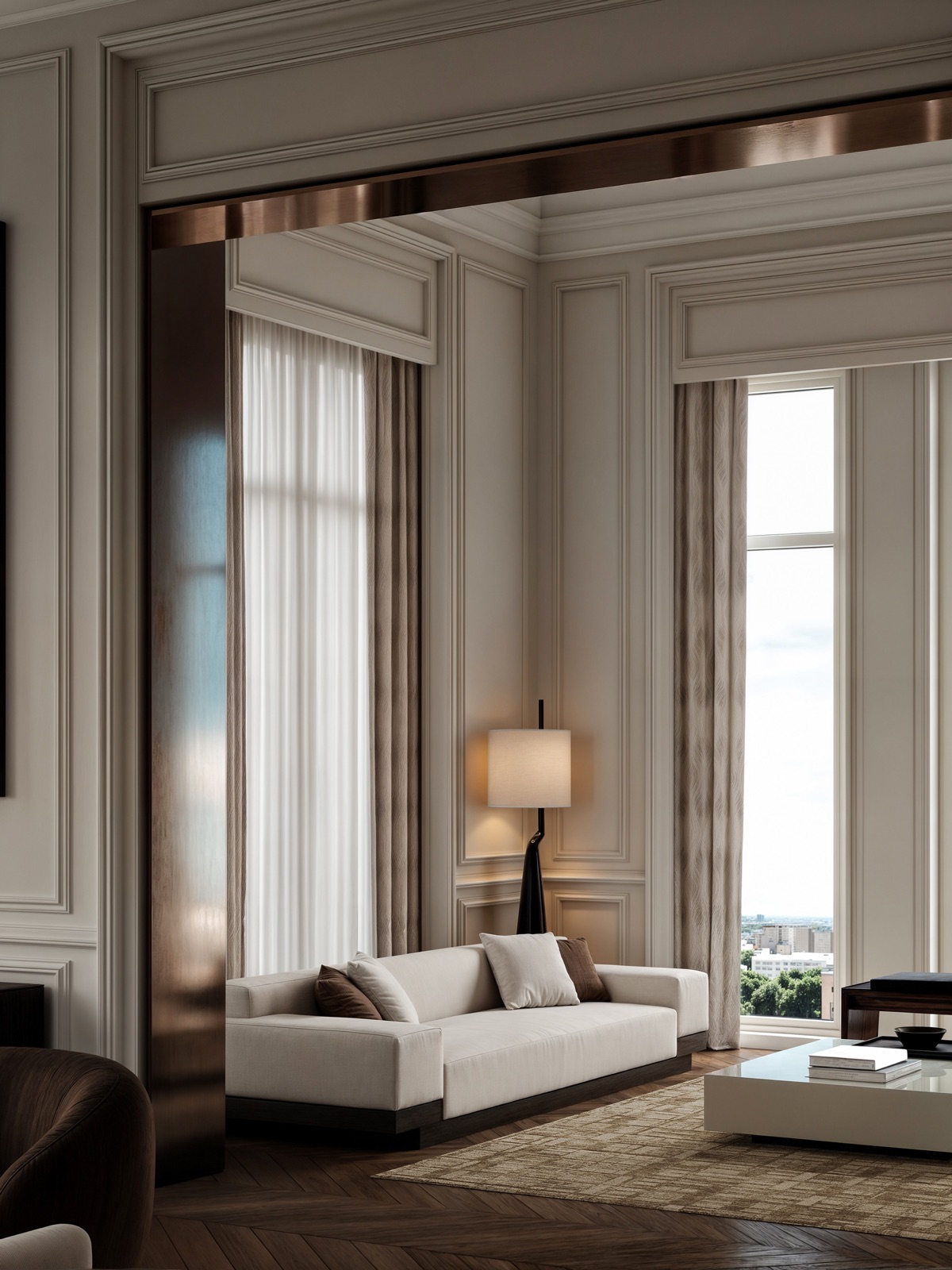 Hamovniki Penthouse — гостиная — общий кадр, дизайн-проект квартиры