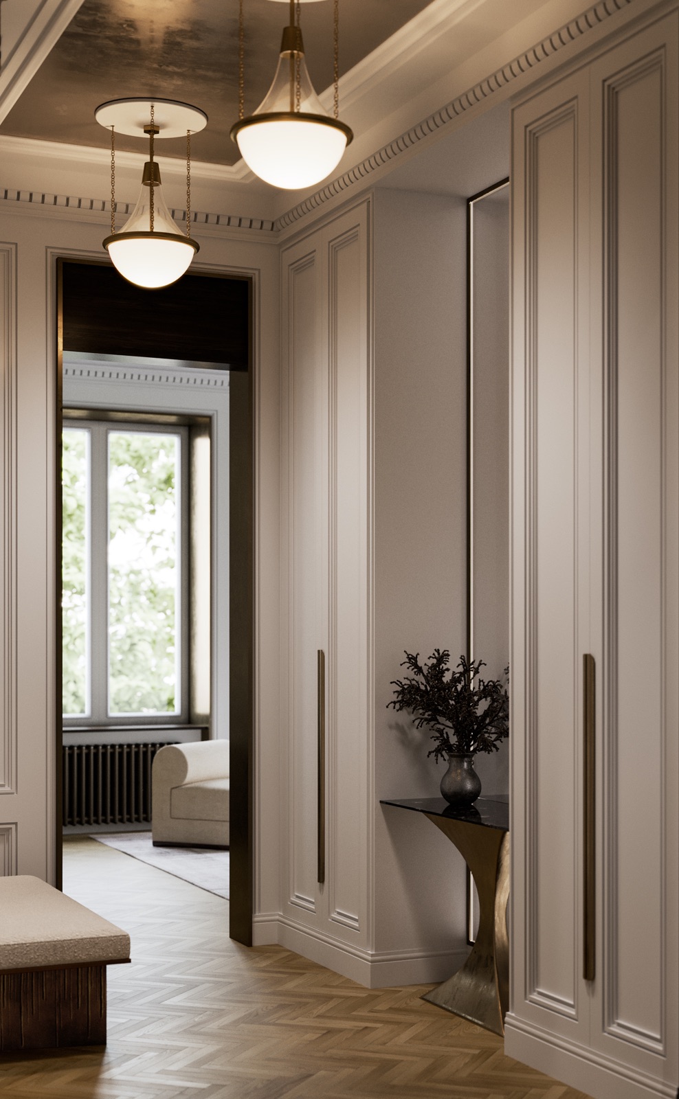 SAIKNA — холл — вид на гостиную, дизайн-проект квартиры
